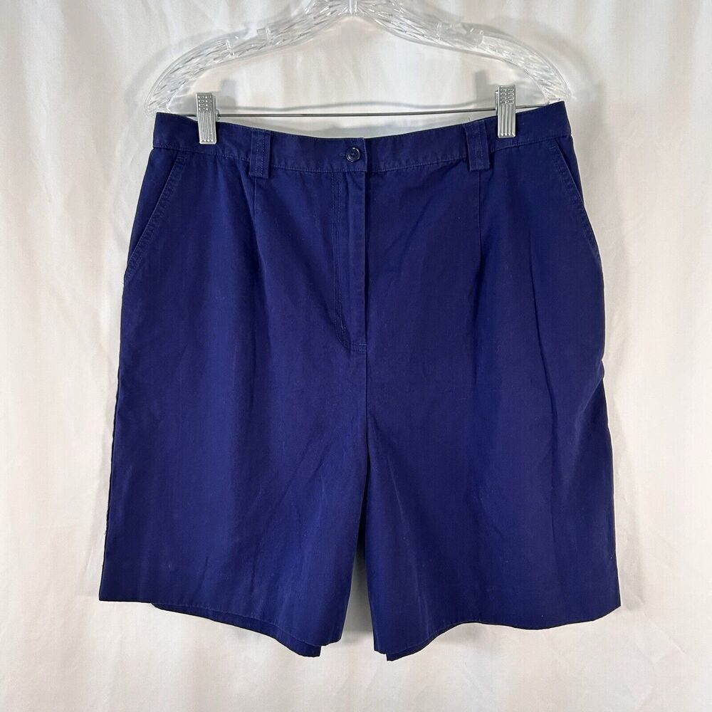 Pendleton Shorts Women's 16 Solid Blue Chino Pockets 7" Inseam 100% Cotton